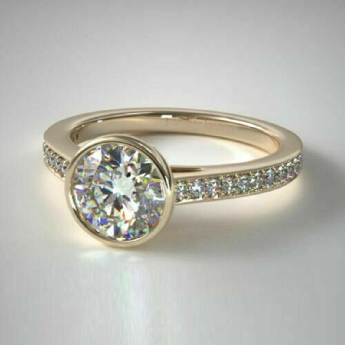 3.30 Ct Round Cut White Diamond Lab-Created Wedding Ring 14K Yellow Gold Finish