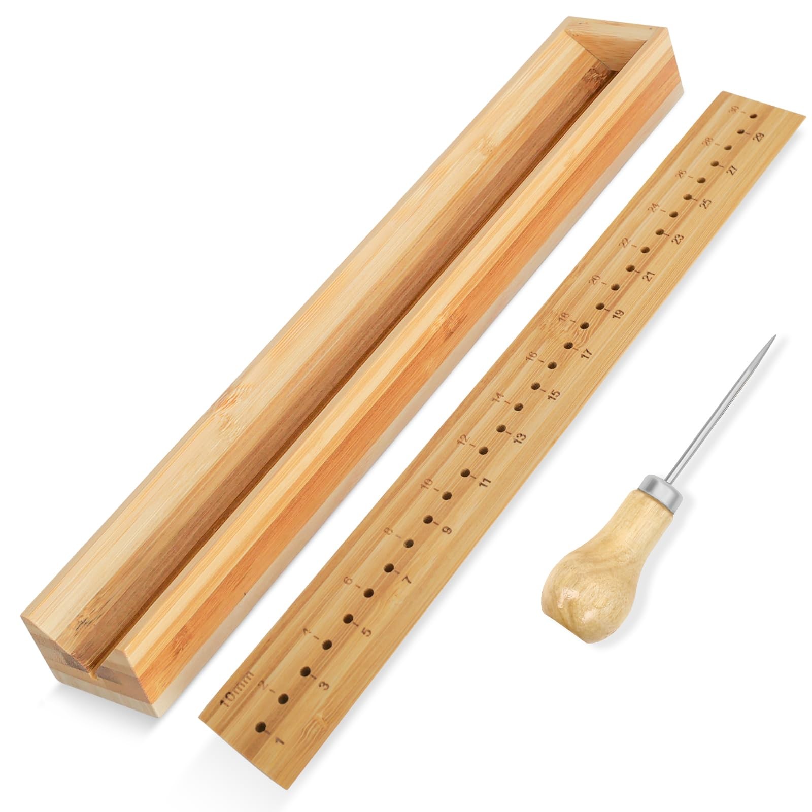 Book Binding Cradle, Wood Bookbinding Punching Cradle with an Awl, Bamboo Sig...