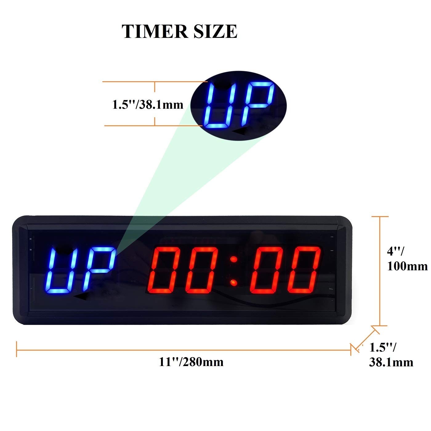 BTBSIGN LED Interval Timer Count Down/Up Clock Stopwatch with Remote Blue+red
