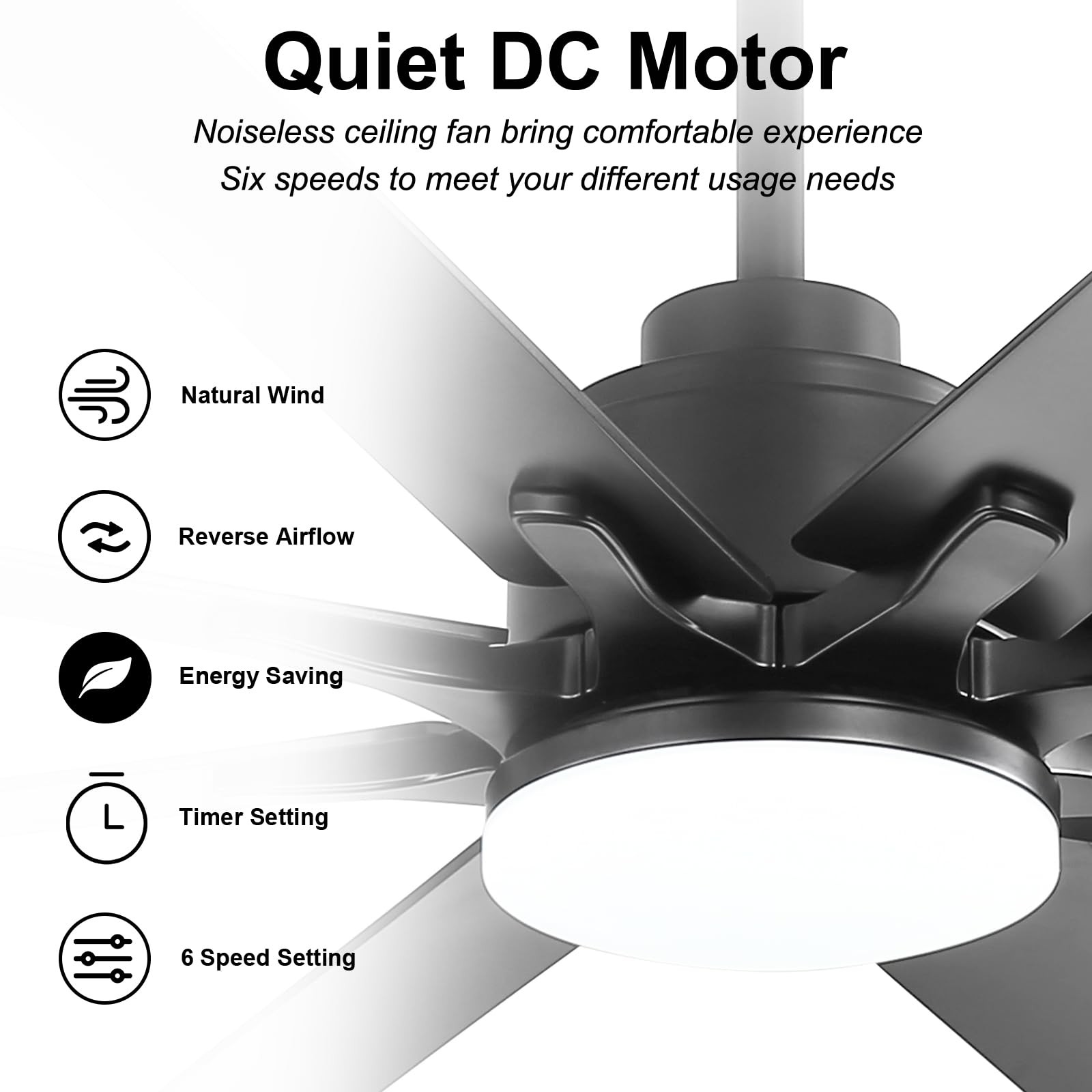 Sofucor 66" Smart Ceiling Fans with Lights,Indoor/Outdoor Ceiling Fan with Light