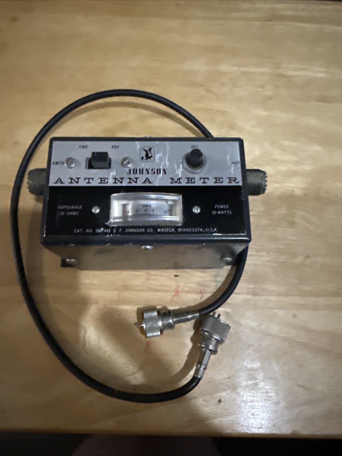 Vintage Johnson CB Ham Radio SWR Power Meter 250-849 50W 50 OHM w/ Cable