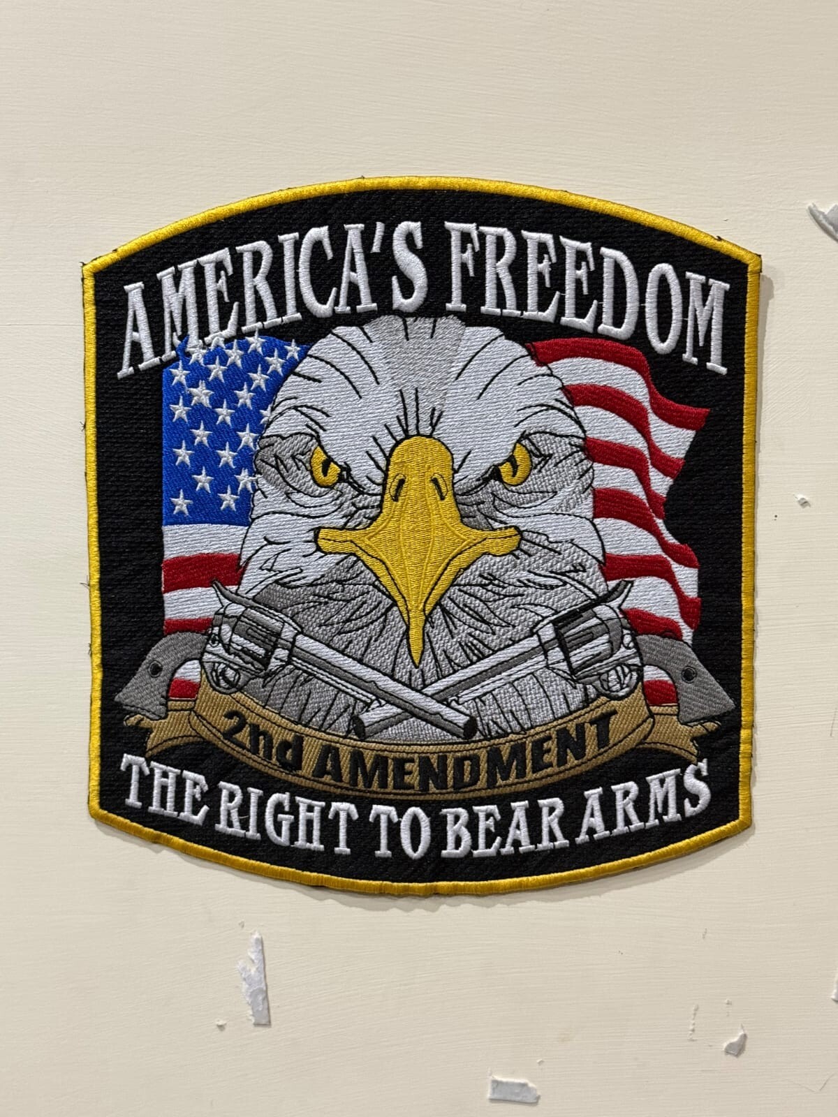USA Eagle 2nd Amendment Patch – Freedom & Gun Rights Embroidered Iron/Sew 10"x11