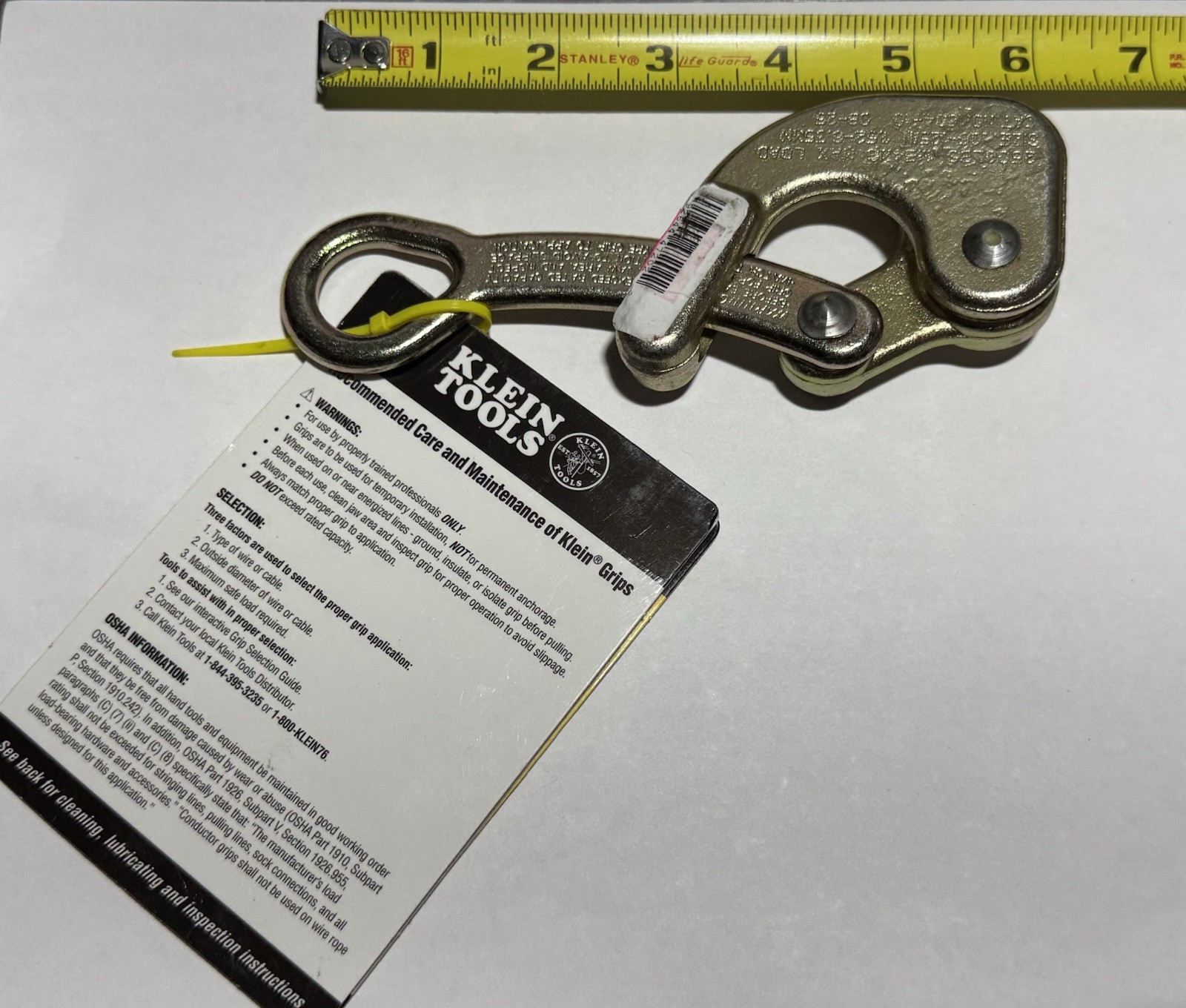 KLEIN TOOLS 1604-10 Cable Pulling Jaw Grip 2500 lb Max  .06-.25 in