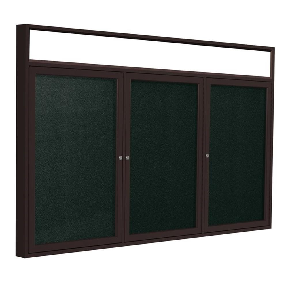 Ghent's Vinyl 48" x 72" 3 Door Enclosed Headliner Bulletin Board in Ebony Brown