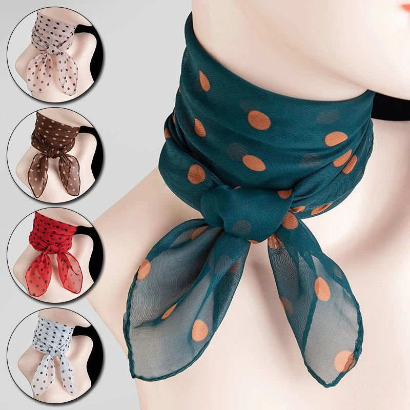 Fashion Chiffon Polka Dot Scarf For Woman Female Retro Temperament Polka Dot