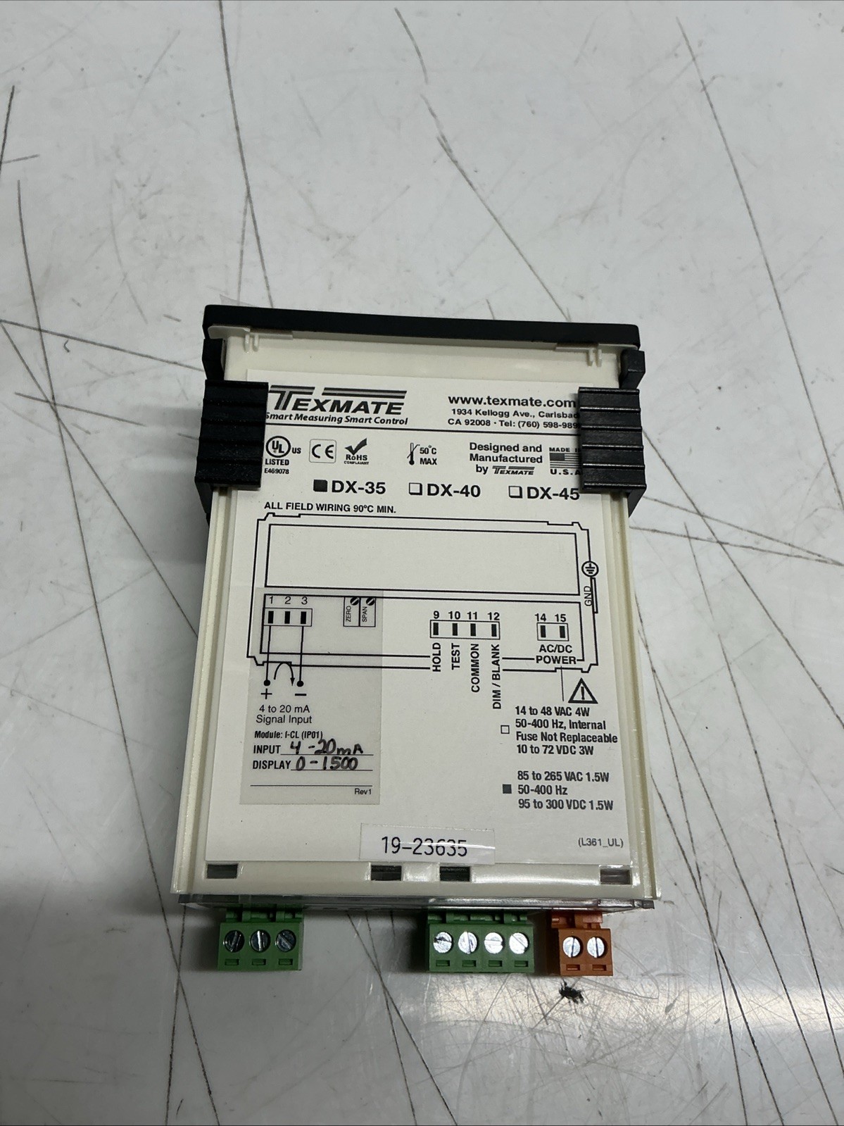 TEXMATE DX-35 DR IP01 Panel Meter AA-062