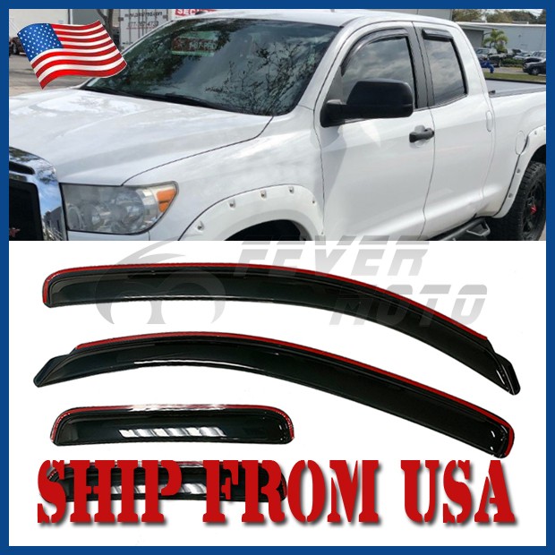 Fit 2007-2021 Toyota Tundra Double Cab IN-CHANNEL Window Visors Rain Guard Smoke