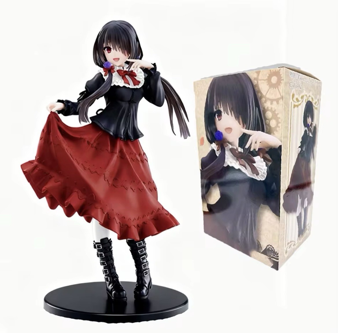 Date A Live Kurumi Tokisaki Red Gothic Dress Figure 18cm Anime PVC With Box