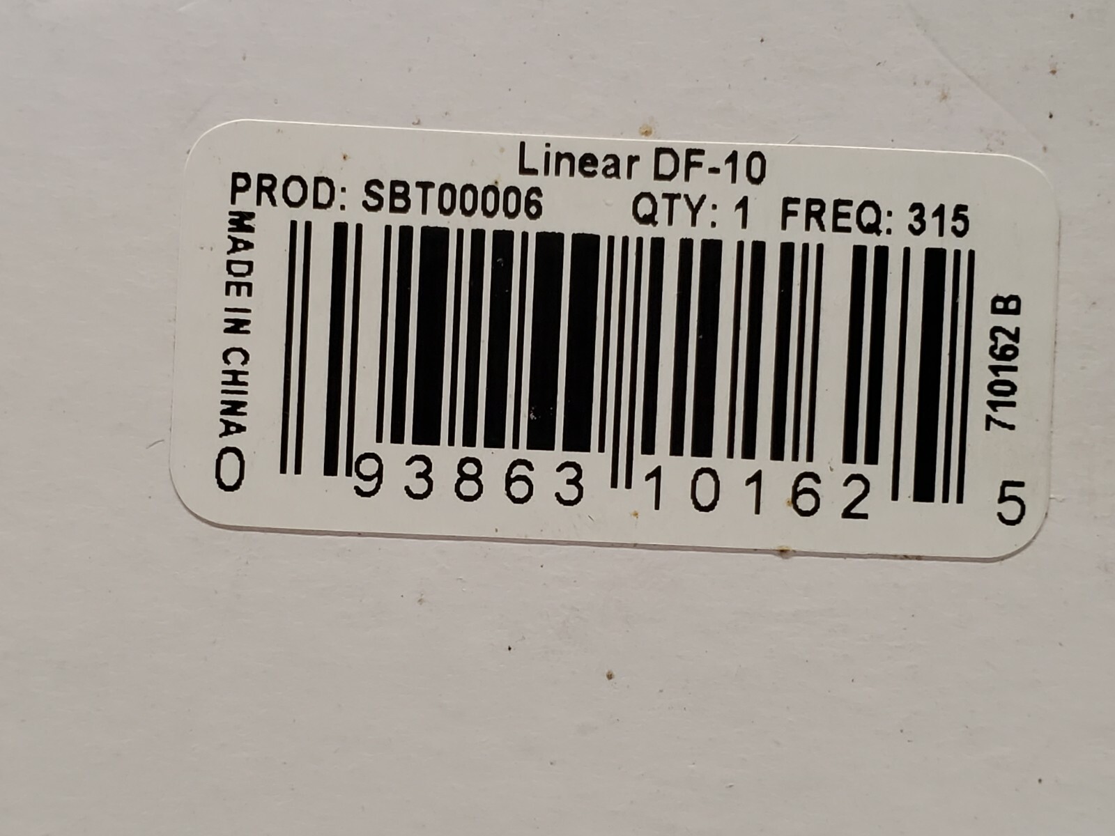 Proline Linear DF-10 Wireless Keypad SBT00006-DF-16 Security Console-No Battery