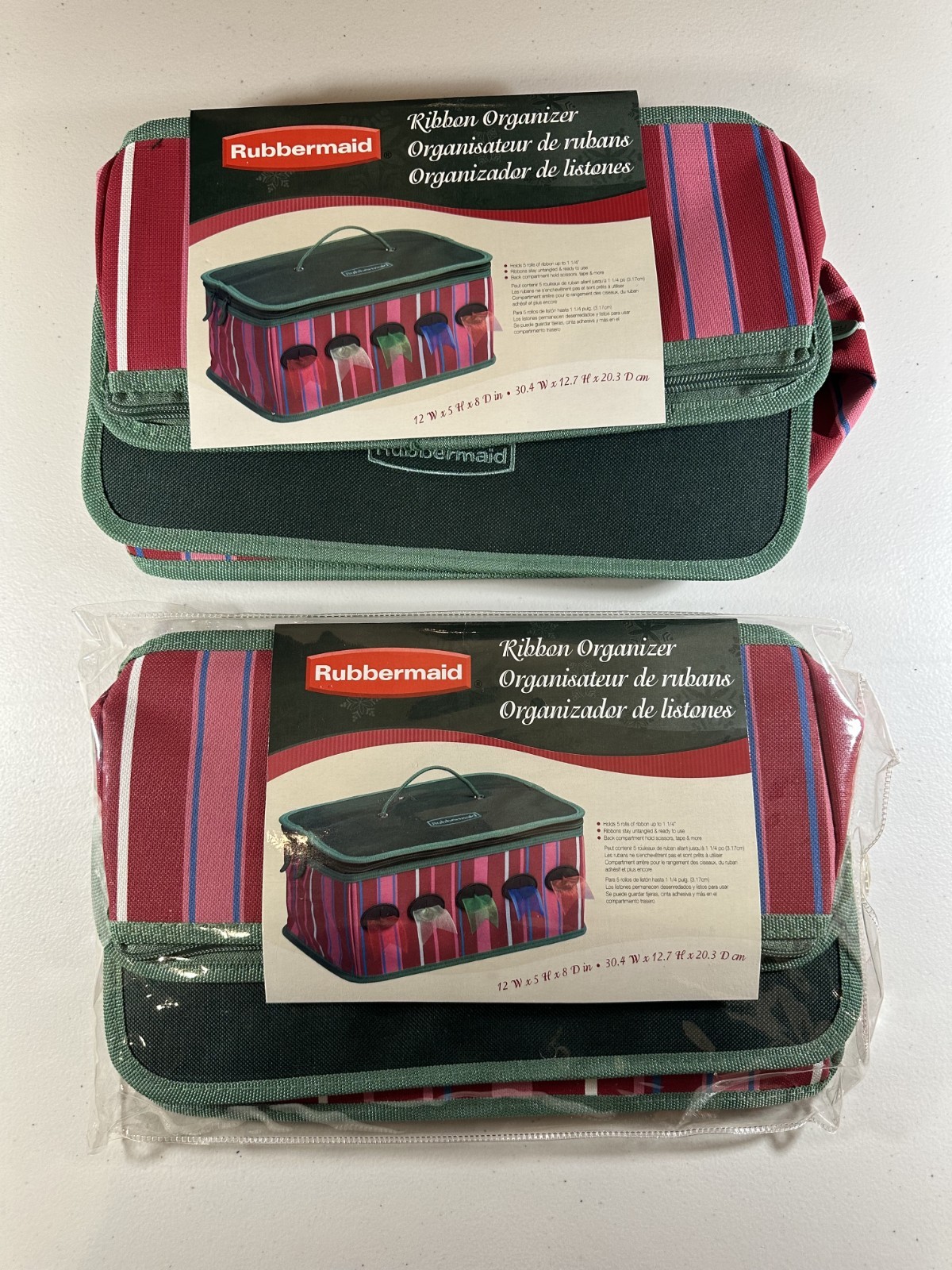 Lot Of 2- Christmas Rubbermaid Ribbon Organizer Storage Dispenser Rolls NEW