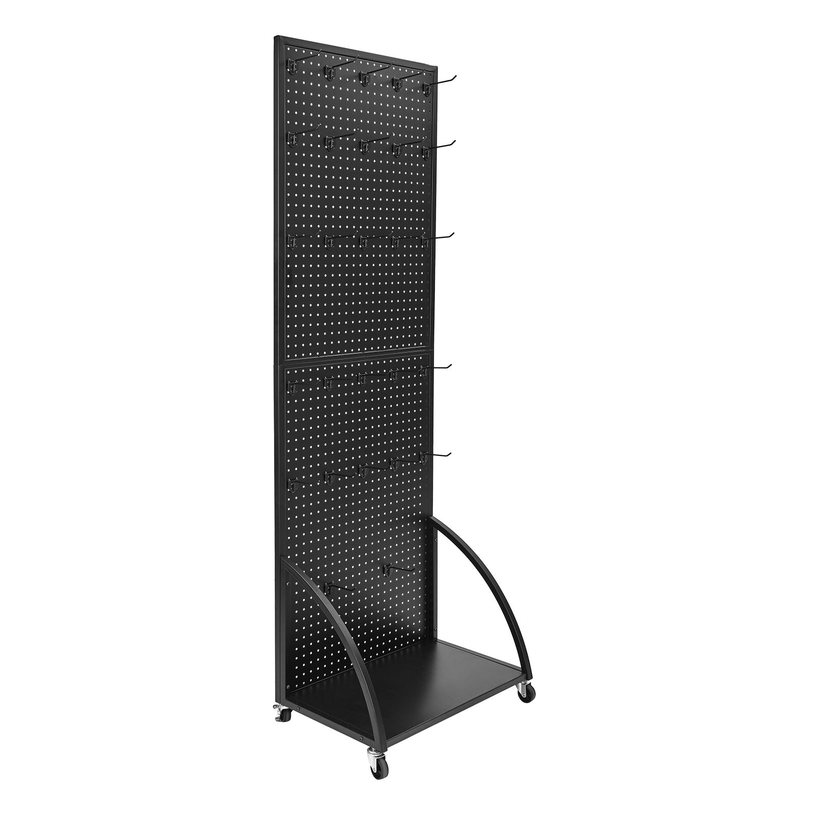 Uimoso Black Pegboard Stand with 30 Hooks and Display Panel