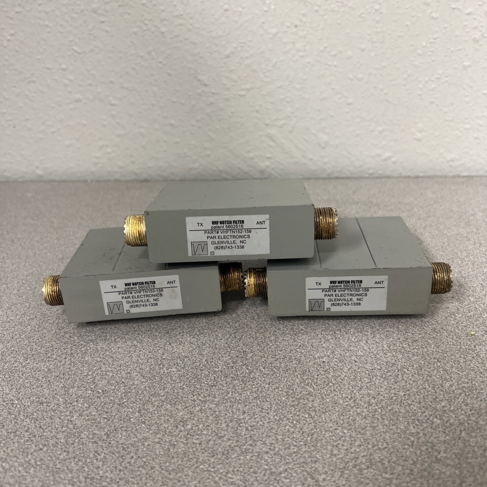 LOT OF 3 PAR Electronics VHFTN152-158 VHF Notch Filter Untested AS IS