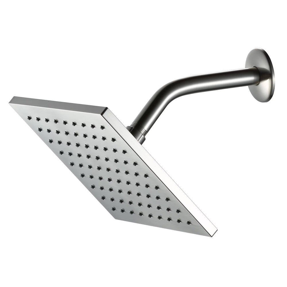 Square Rain Showerhead 8 Inch Ceiling Mount Brushed Nickel Finish Modern Design