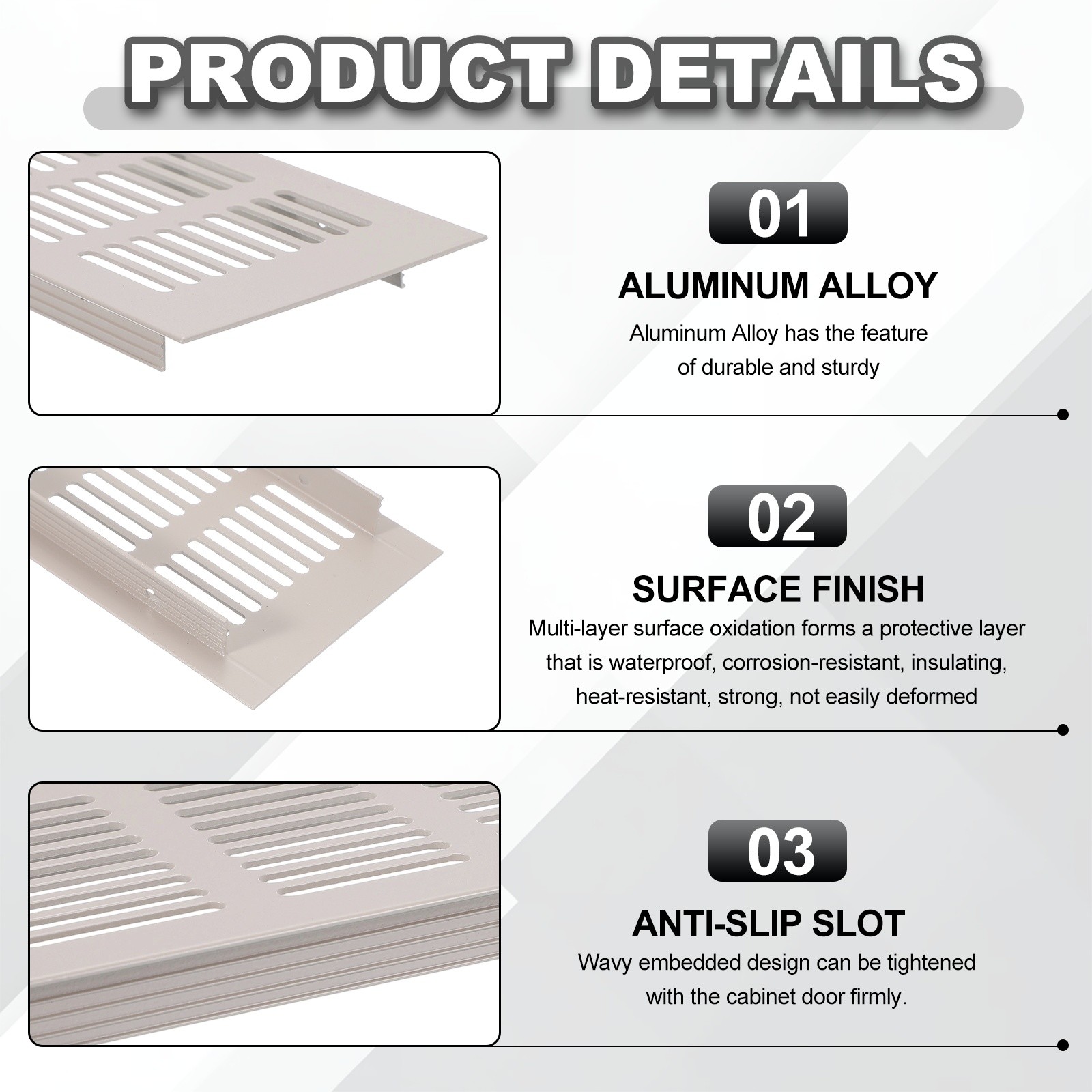 Rectangular ventilation grille for Alfa (250x80mm, grey, 2pcs)