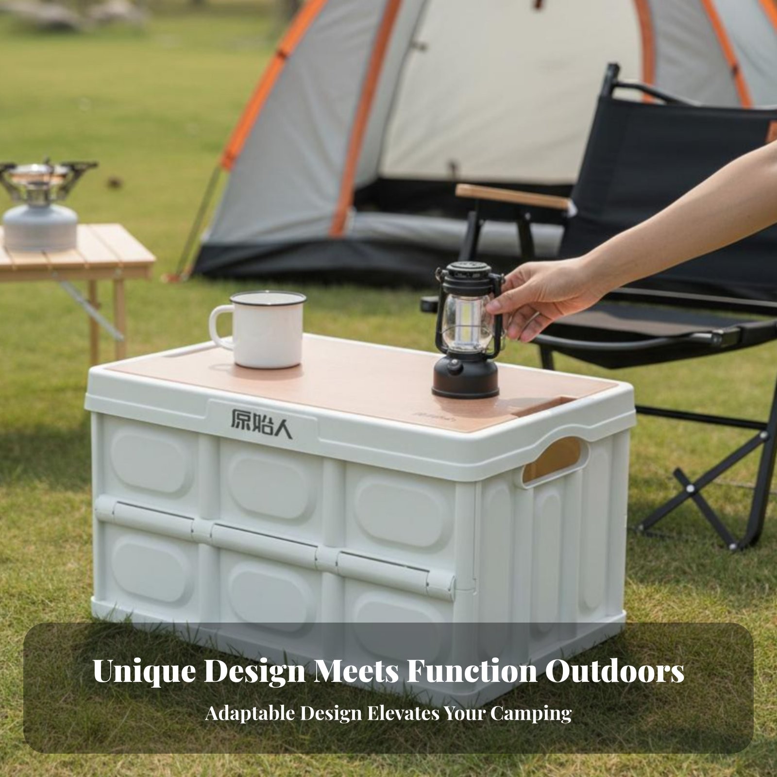 Camping Trunk Folding 60L Lid Use Table Portable Outdoor Box