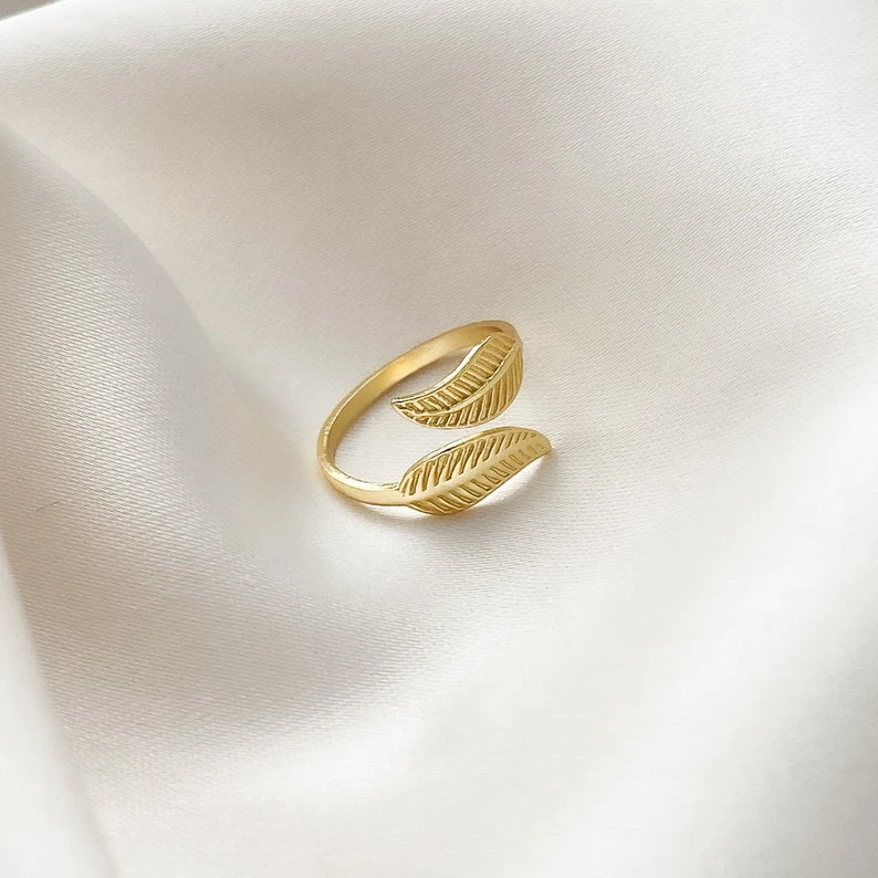 Pure 925 Sterling Silver Minimalist Pinky Dainty Toe Adjustable Leaf Foot Ring