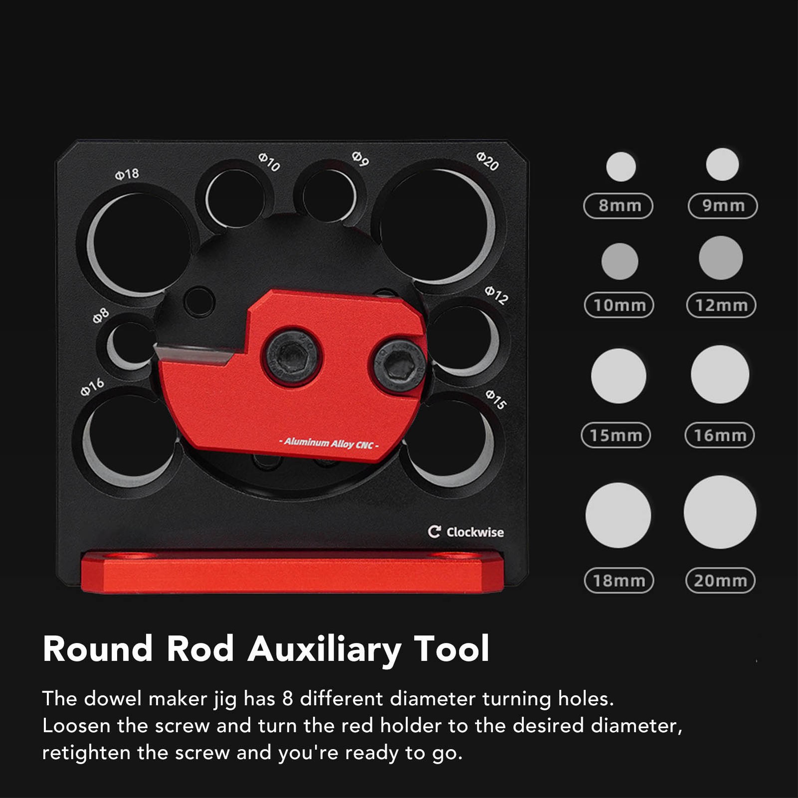 Dowel Maker Jig Adjustable 8 Hole Electric Drill Milling Solid Wood Round Ro SET