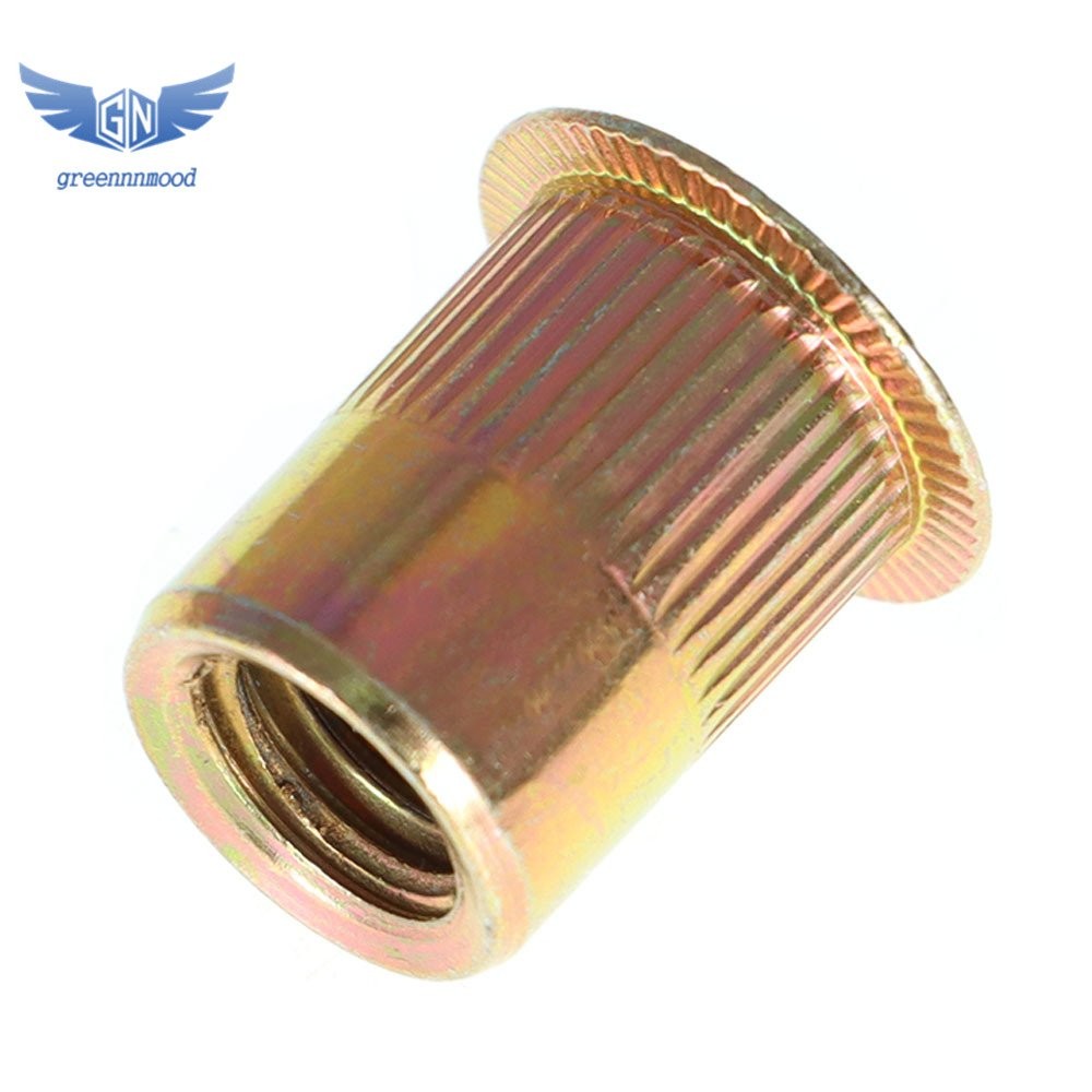 50 Pcs 3/8-16 Carbon Steel Rivet Nut Flat Head Threaded Insert us