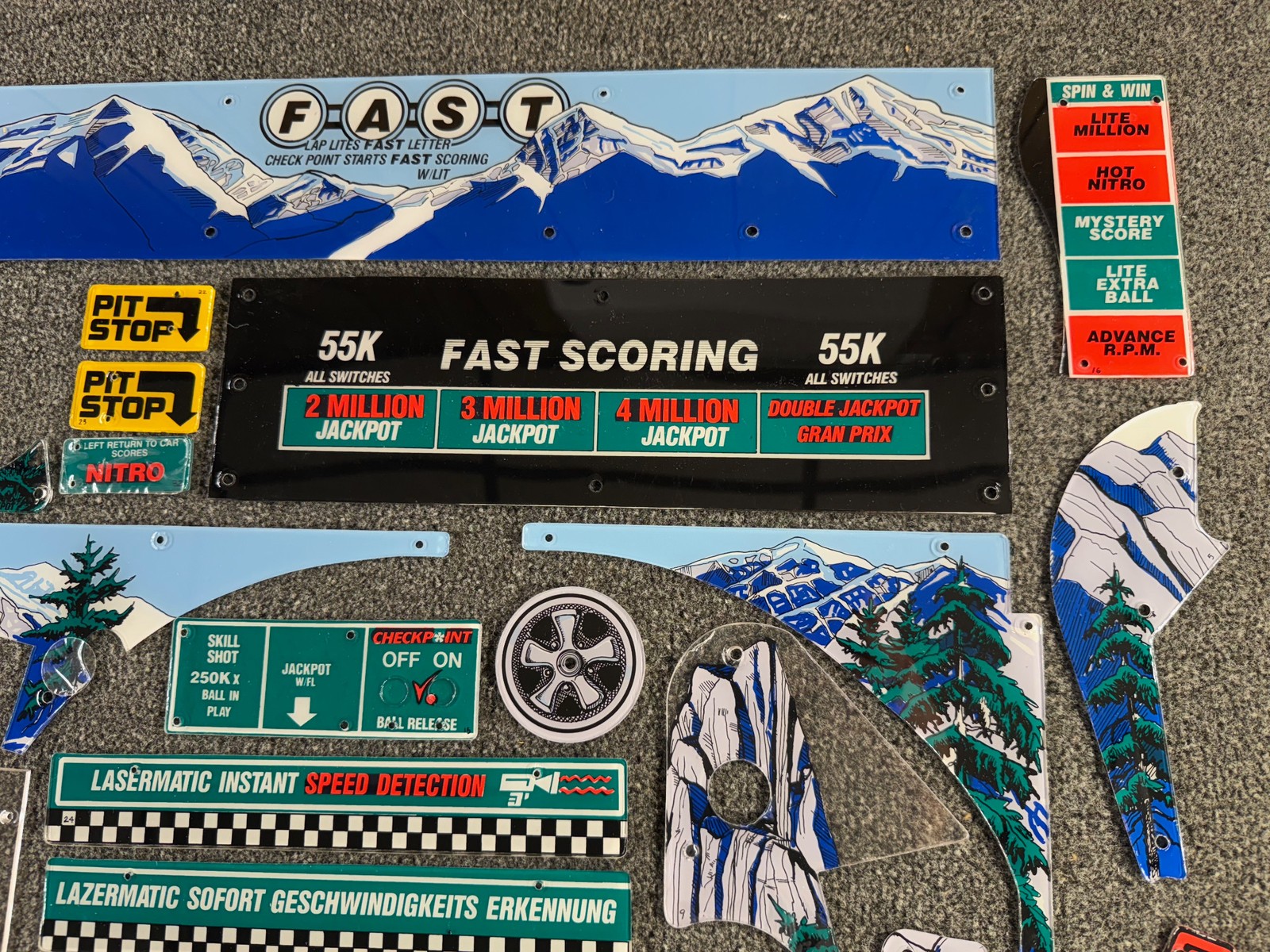Data East Checkpoint Pinball Machine Playfield Plastic Set NOS RARE ORIGINAL