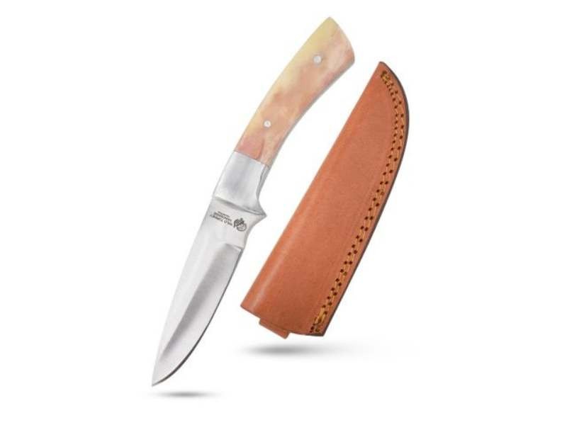 Wild Turkey Handmade Full Tang Fixed Blade Knife with Real leather Carrying Case