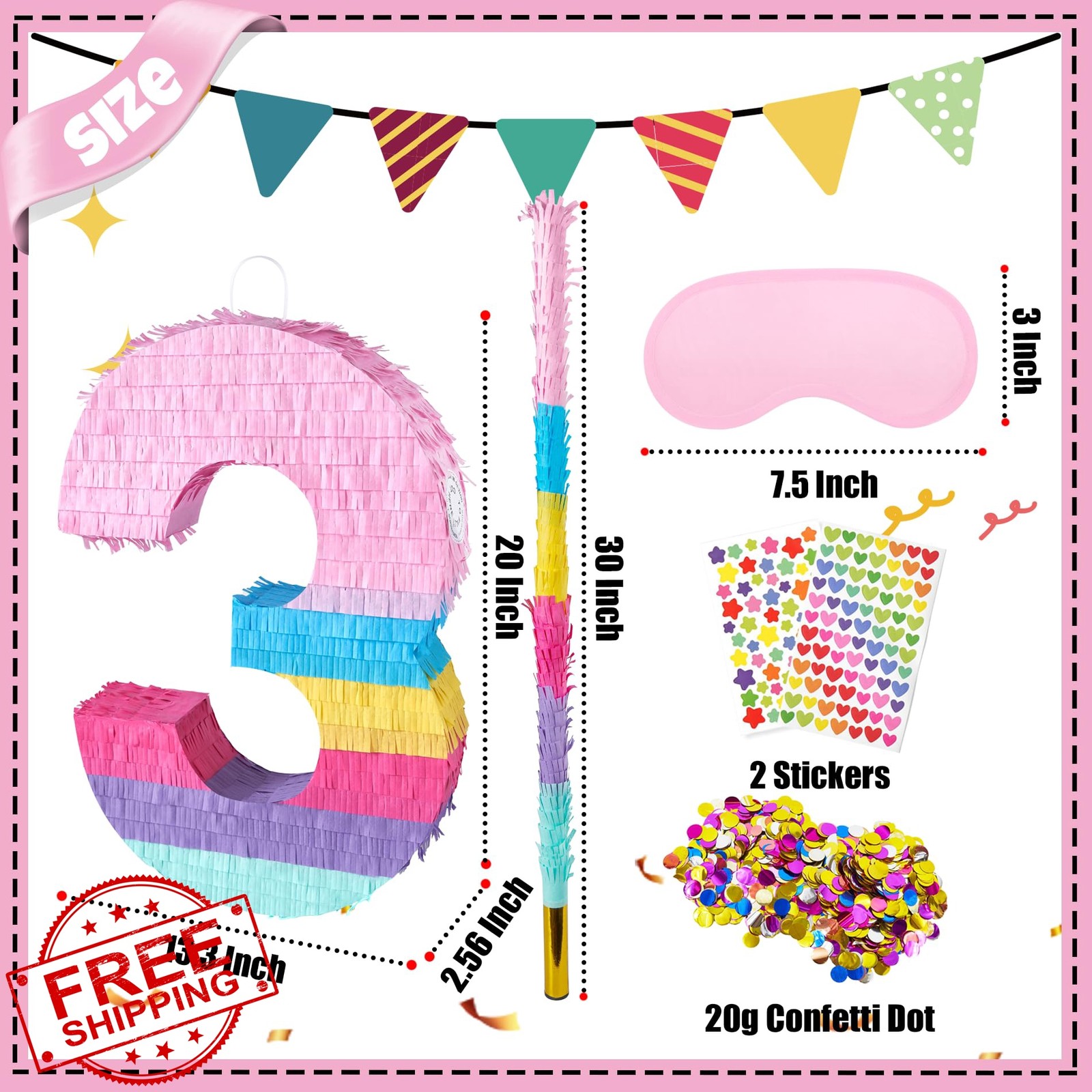 PCFING 20" Number 3 Piñata