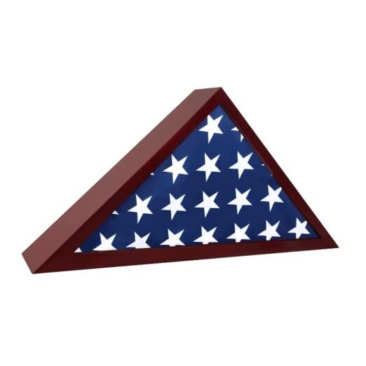Flag Case for American Veteran Burial Flag Solid Wood Military Large Mahogany