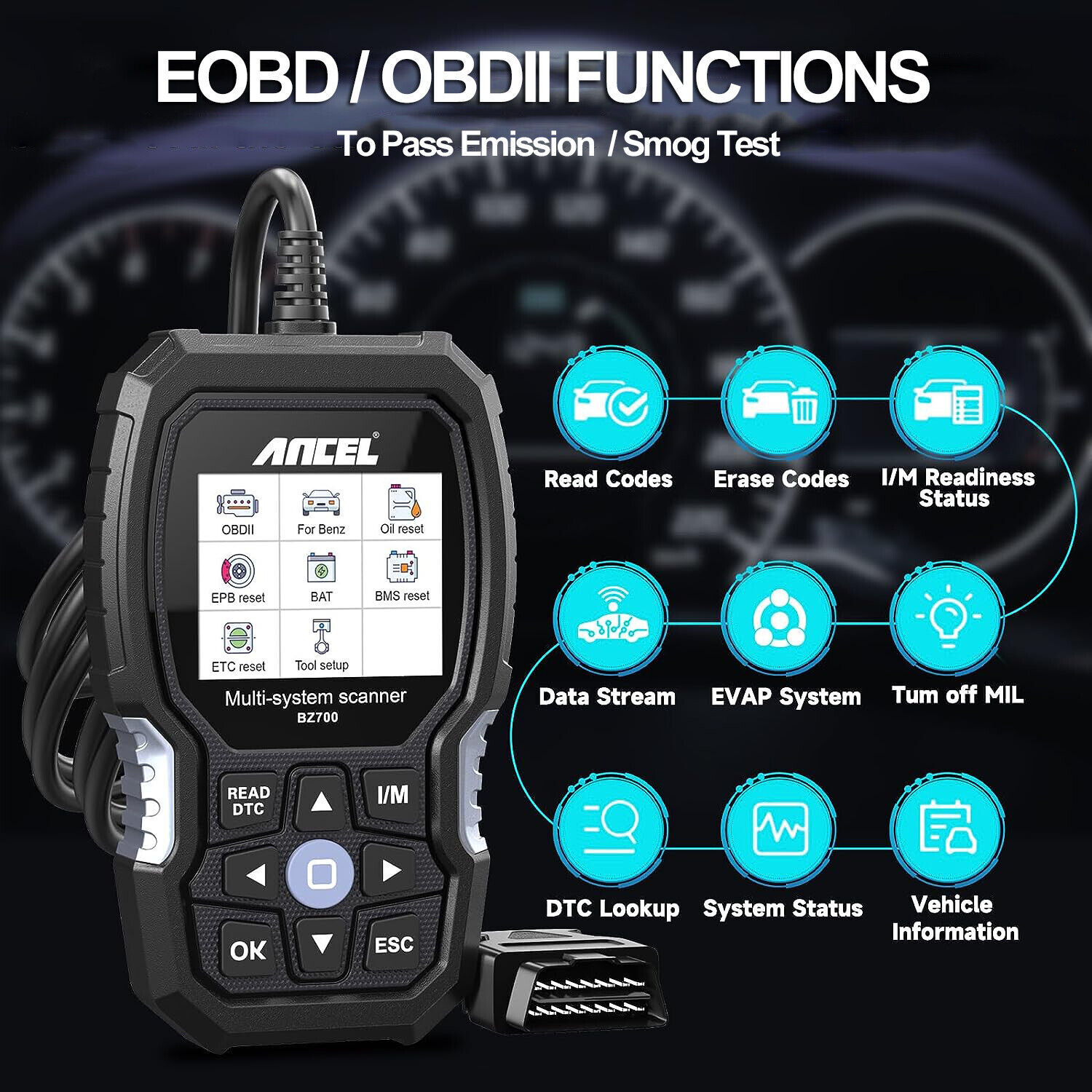 ANCEL Fit for Mercedes Benz Scanner OBD2 All System Diagnostic Tool Code Reader