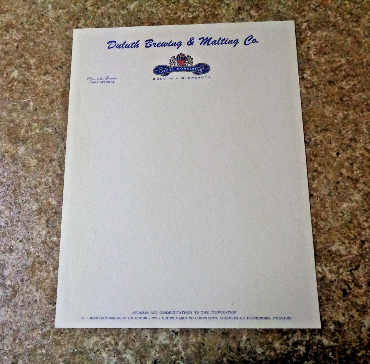 DULUTH BREWING AND MALTING 3-Color Beer Letterheads