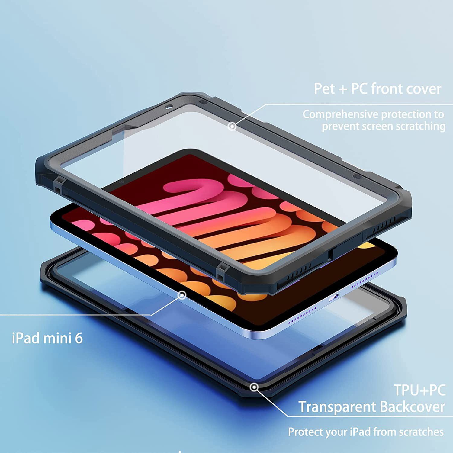 Waterproof Case For iPad Mini 6th Generation 8.3"Full Body Shockproof Pen Holder