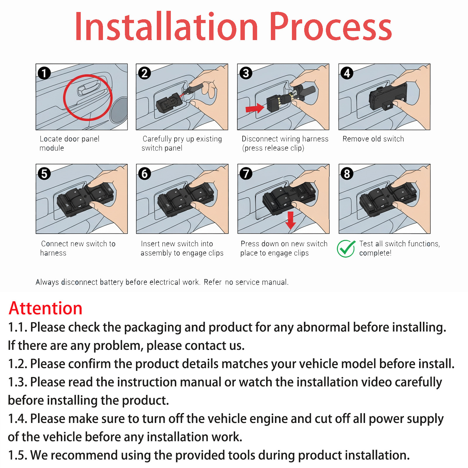 Power Window Switch Driver Side for 2007-2013 Chevy Silverado 20835553
