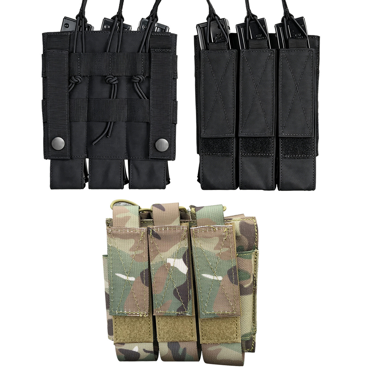 Tactical Triple Open Top Magazine Pouch Tactical Mag Carrier Holder MOLLE Back