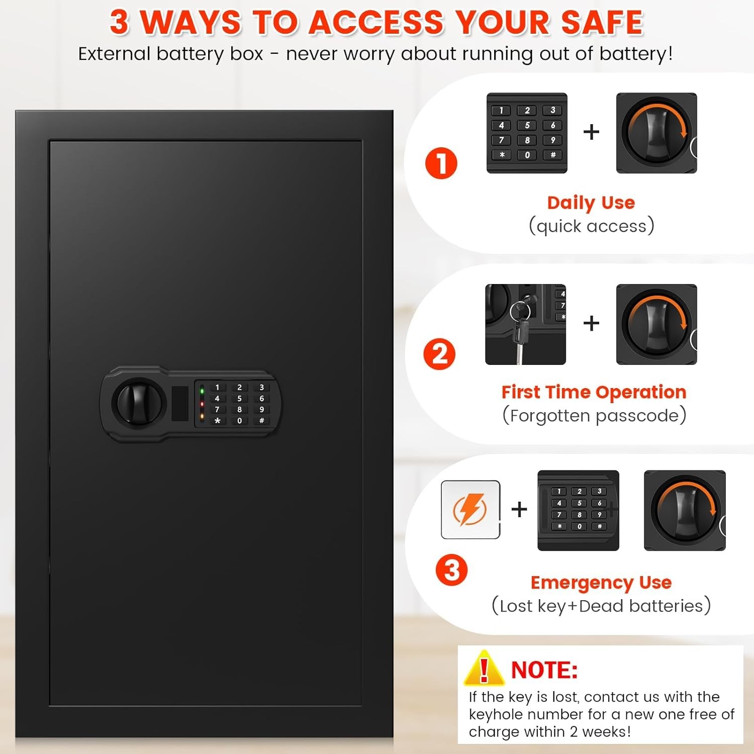 4.5 Cubic Large Fireproof Safe Box with Fireproof Document Bag, Personal Securit