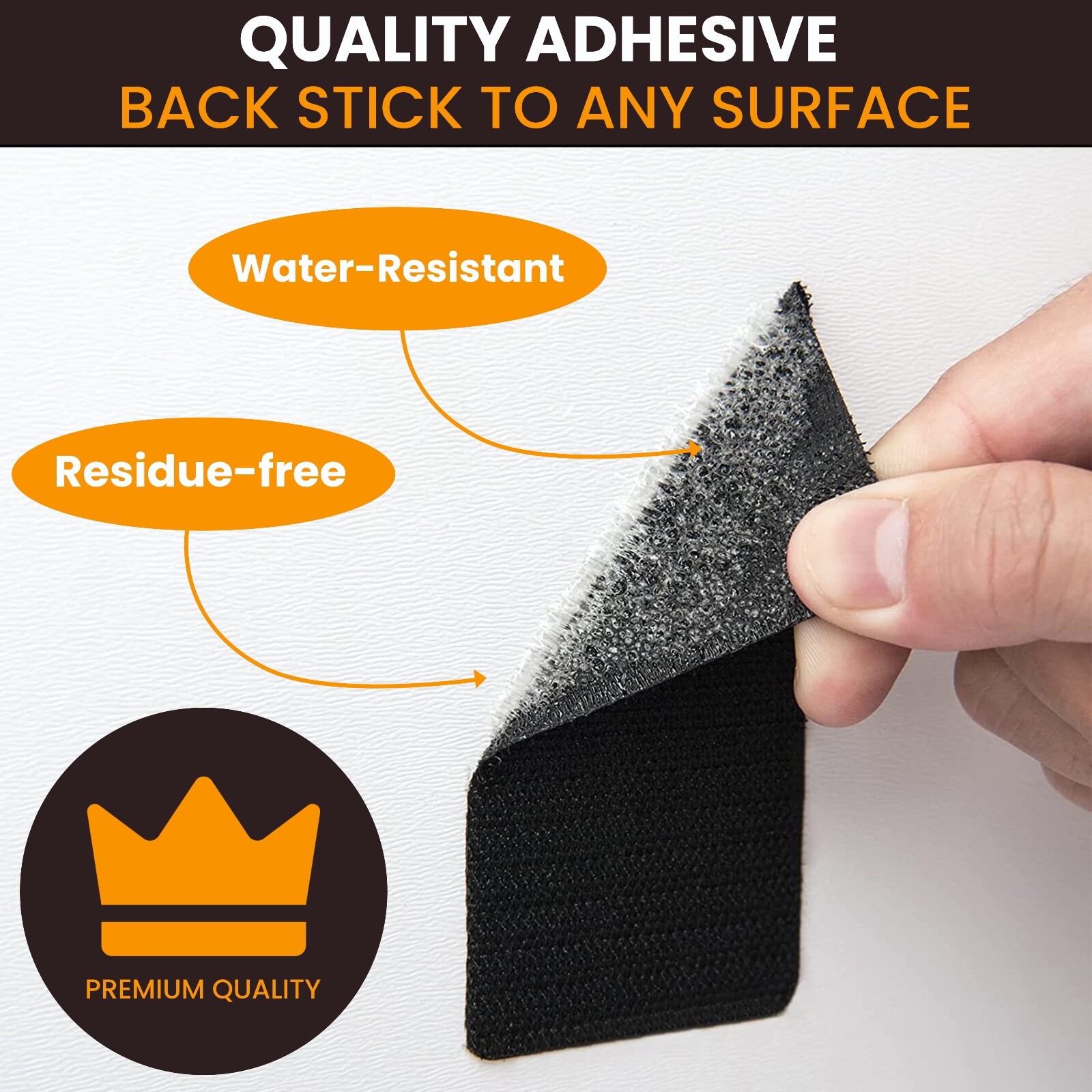 15 Pcs Heavy Duty Hook and Loop Strips Adhesive Sticky Back Fastener BLACK