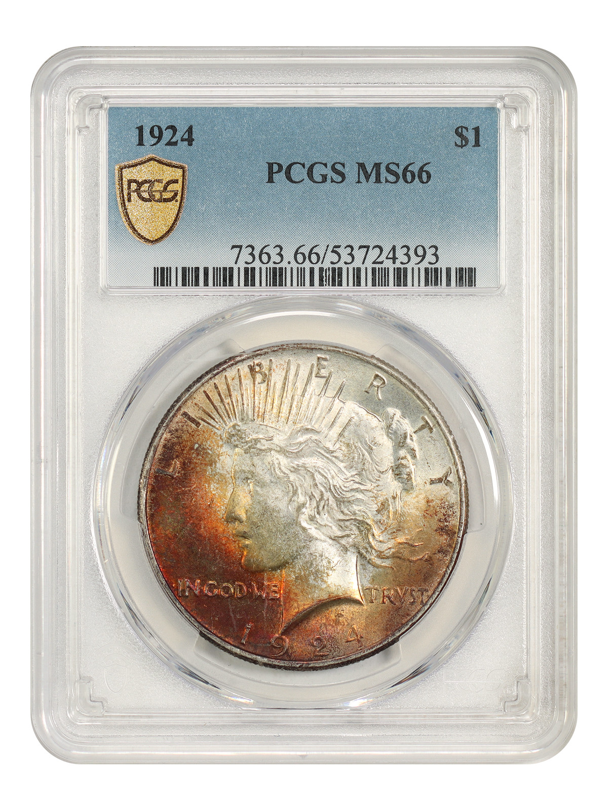 1924 $1 PCGS MS66 - Peace Dollar - Deep Toned Peace Dollar