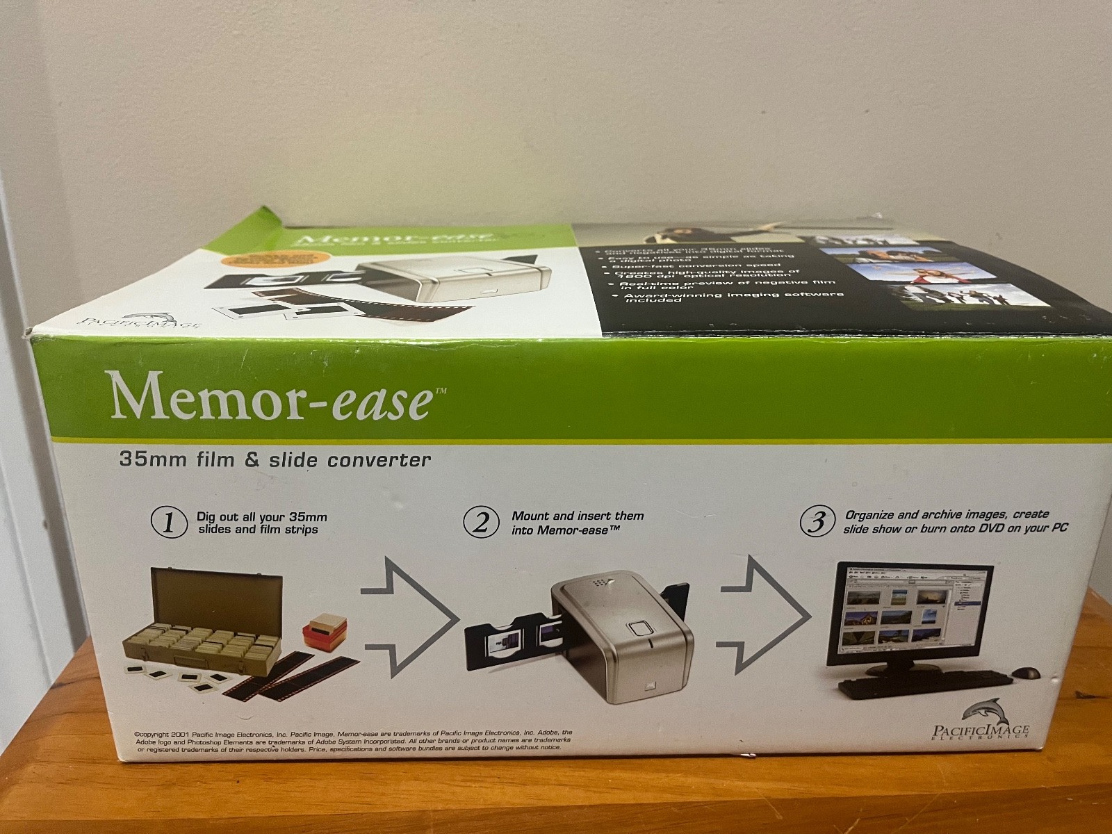 New Open Box Pacific Image Memor-ease 35mm Film & Slide Converter Scanner