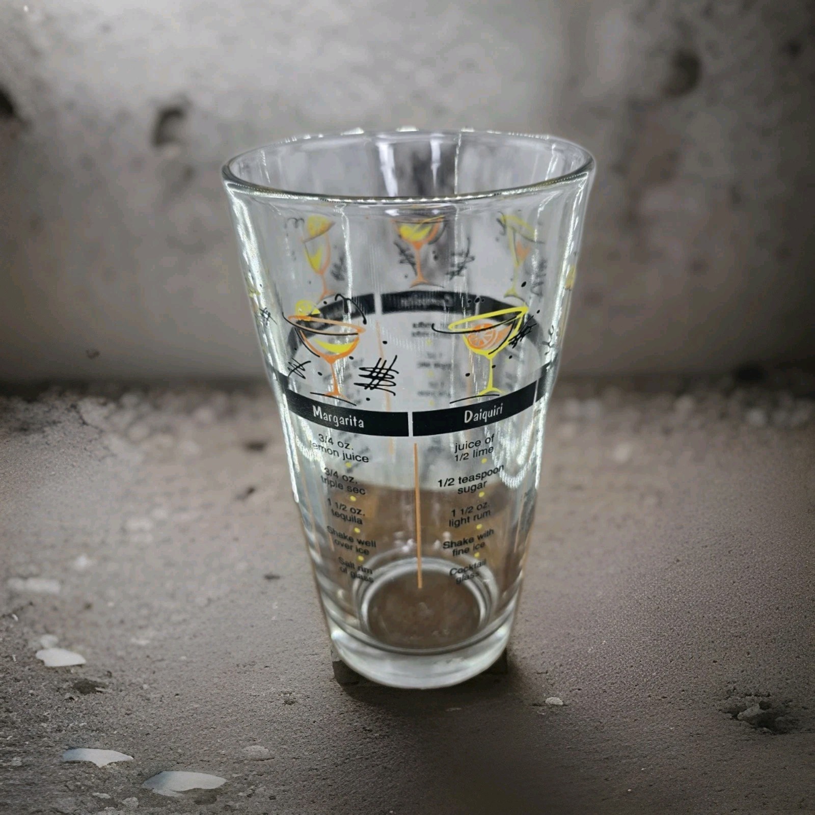 1960's Libbey Cocktail Mixing Glass With Printed Recipes Barware
