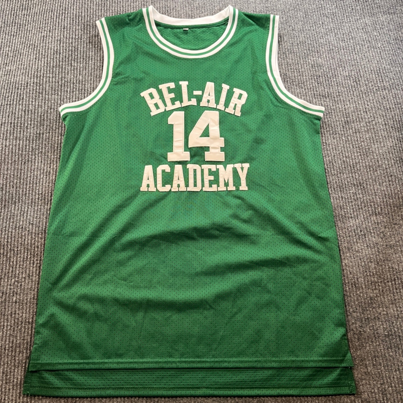 Bel-Air Academy 14 Smith Basketball Jersey Green Fresh Prince 90s TV Show Mens L