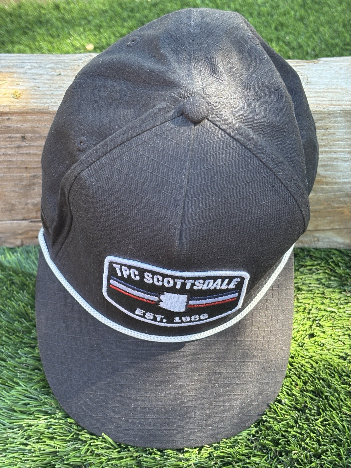 TPC Scottsdale SnapBack Golf Hat Pukka Adjustable Black Rope Hat ~EUC~