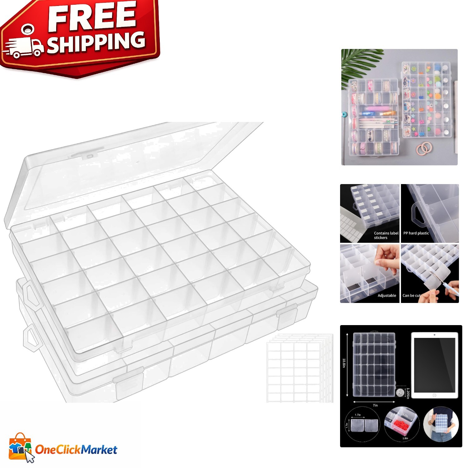 Versatile 36 Grid Storage Box Set for Fishing, Crafts & Jewelry Organization