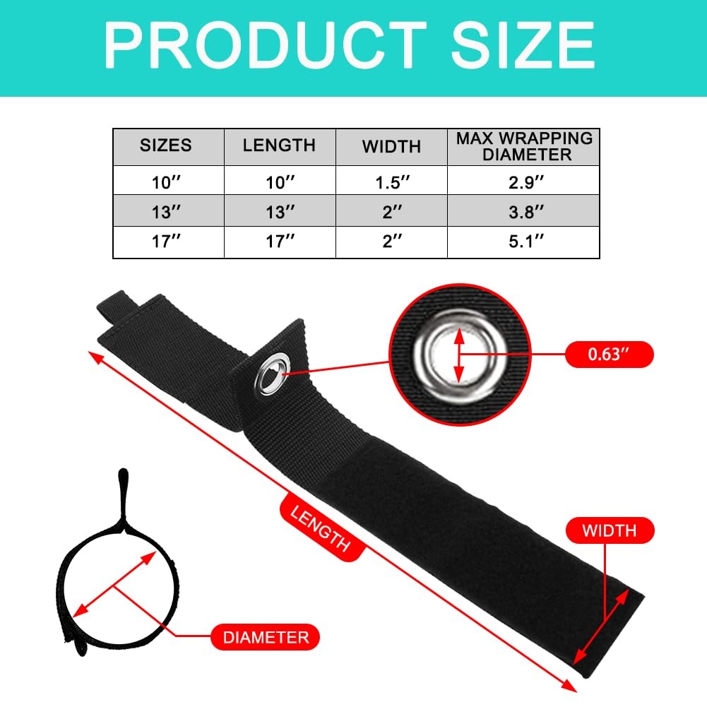 Heavy-Duty Storage Straps - 9 Pack Hook and Loop Hanging Extension Tool Cor