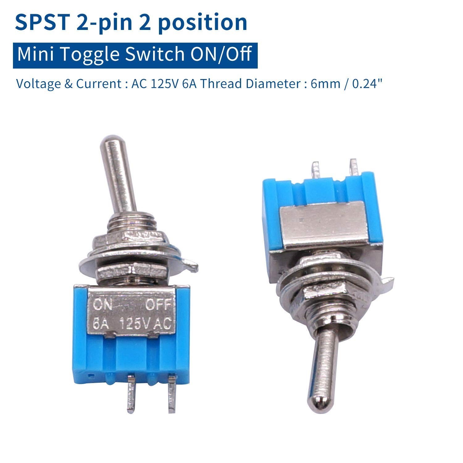 10PCS SPST Mini Toggle Switch 2 Pin 2 Position ON/Off Miniature Toggle Switch...