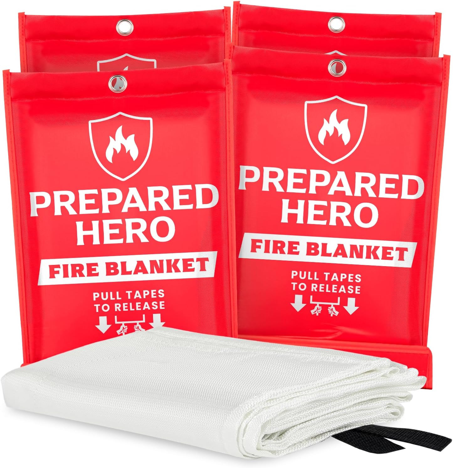 Emergency Fire Blanket - 4 Pack - Fire Suppression for Kitchen, 39” X 39” Fiberg