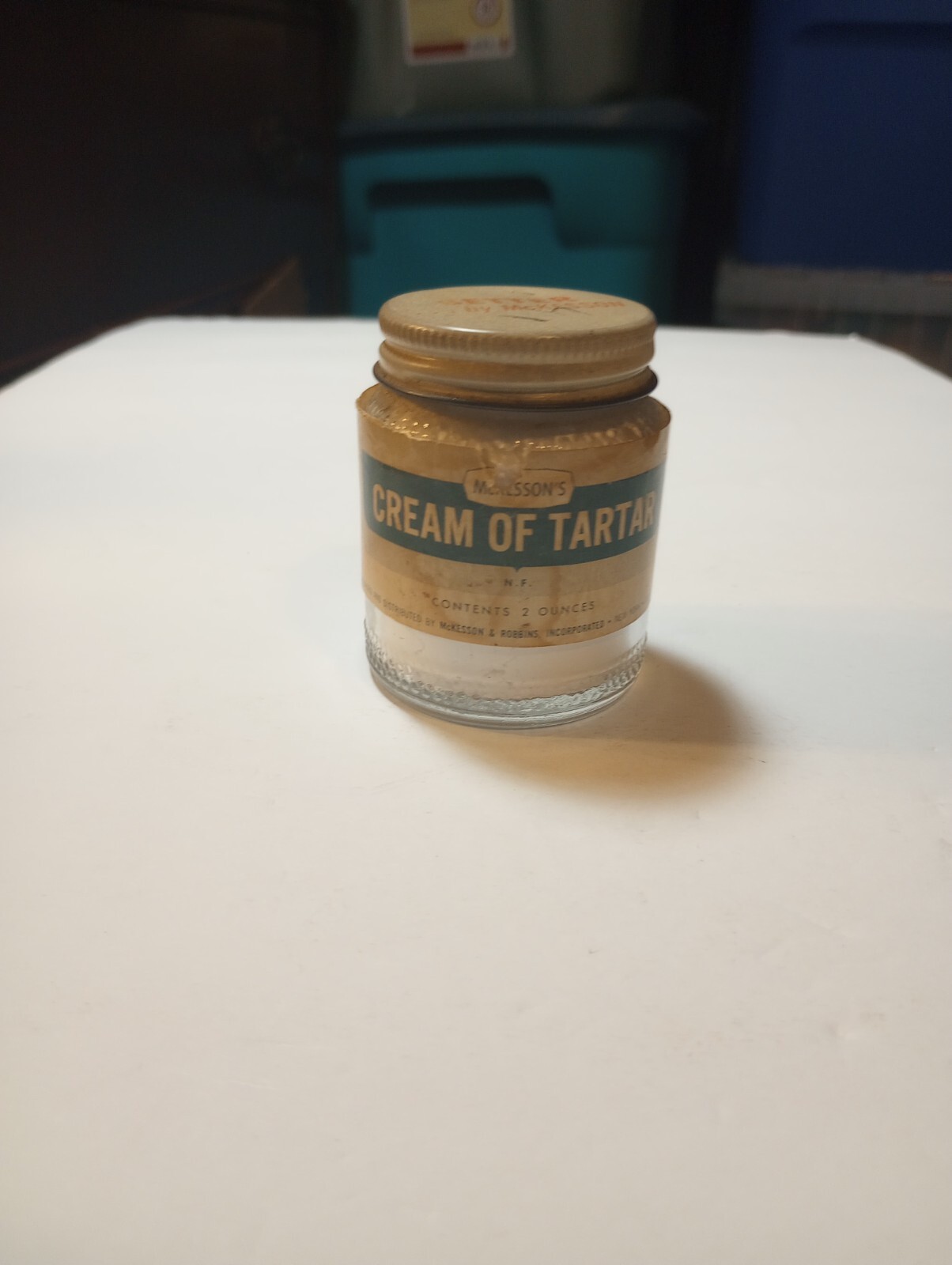 Vintage McKesson's  Cream of Tartar Glass Jar with Lid & Paper Label