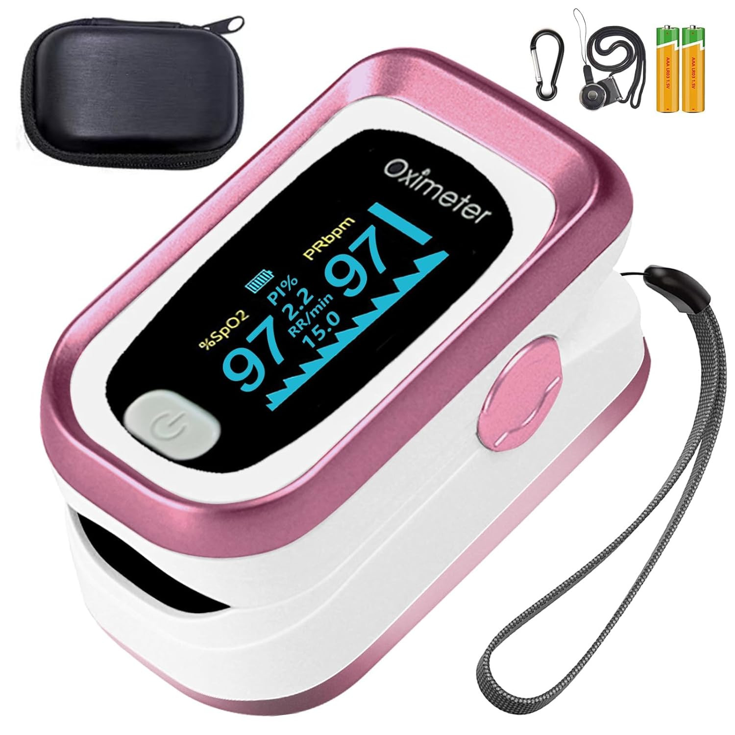 Pulse Oximeter Fingertip, 4 Data Oximeter with Respiration, Pulse Oximeter with