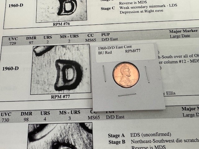 1960-D D/D East Lincoln Cent  RPM BU Red #77 Beautiful