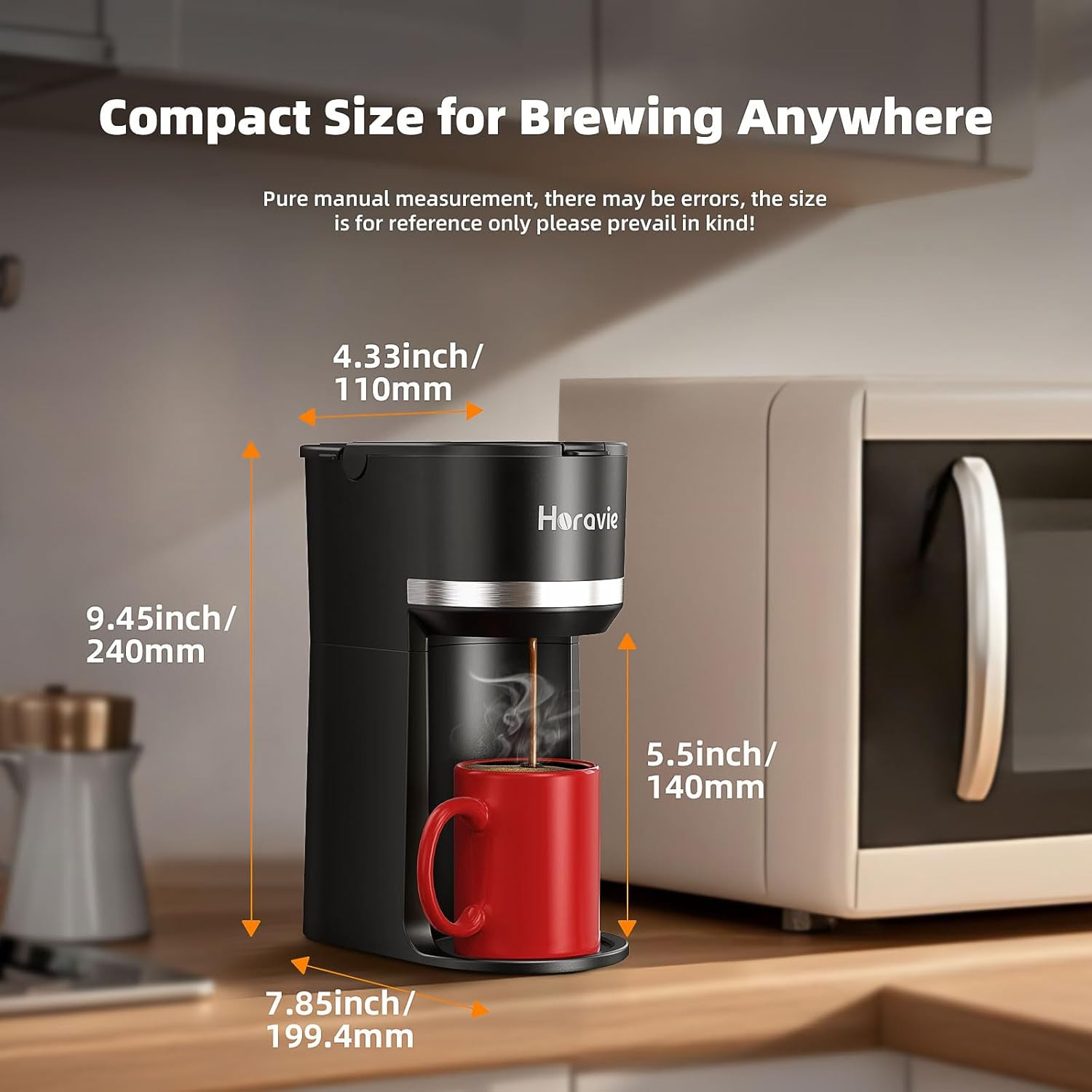 Small Single Serve Coffee Maker for K Cup and Grounds, Fast Brew One Cup Coffee