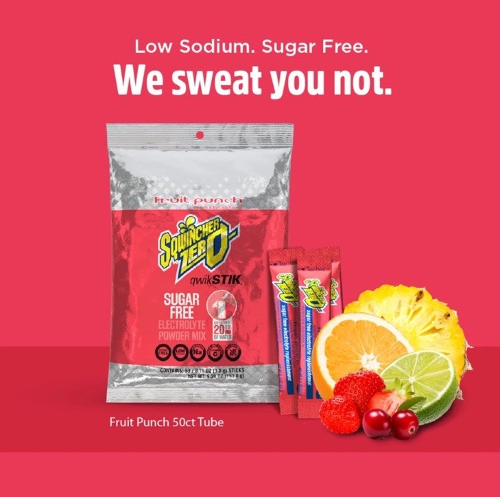 Lot Of 5 Sqwincher ZERO Qwik Stik - Fruit Punch Sugar Free 50  =250 Pack  New