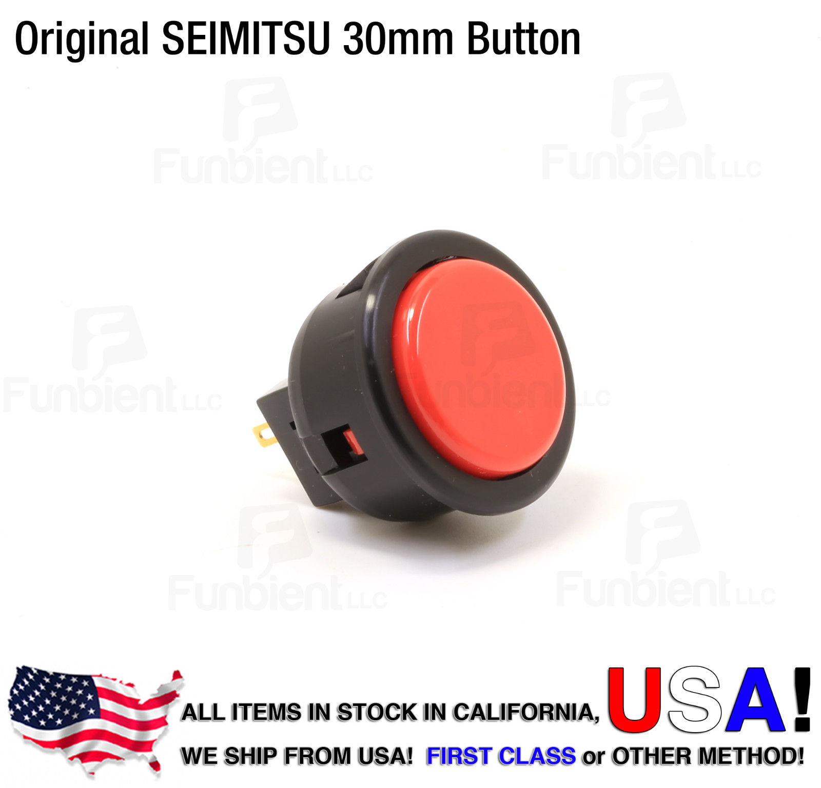 SEIMITSU Original PS-14-G Black Rim Red Push Button JAMMA guitar killswitch