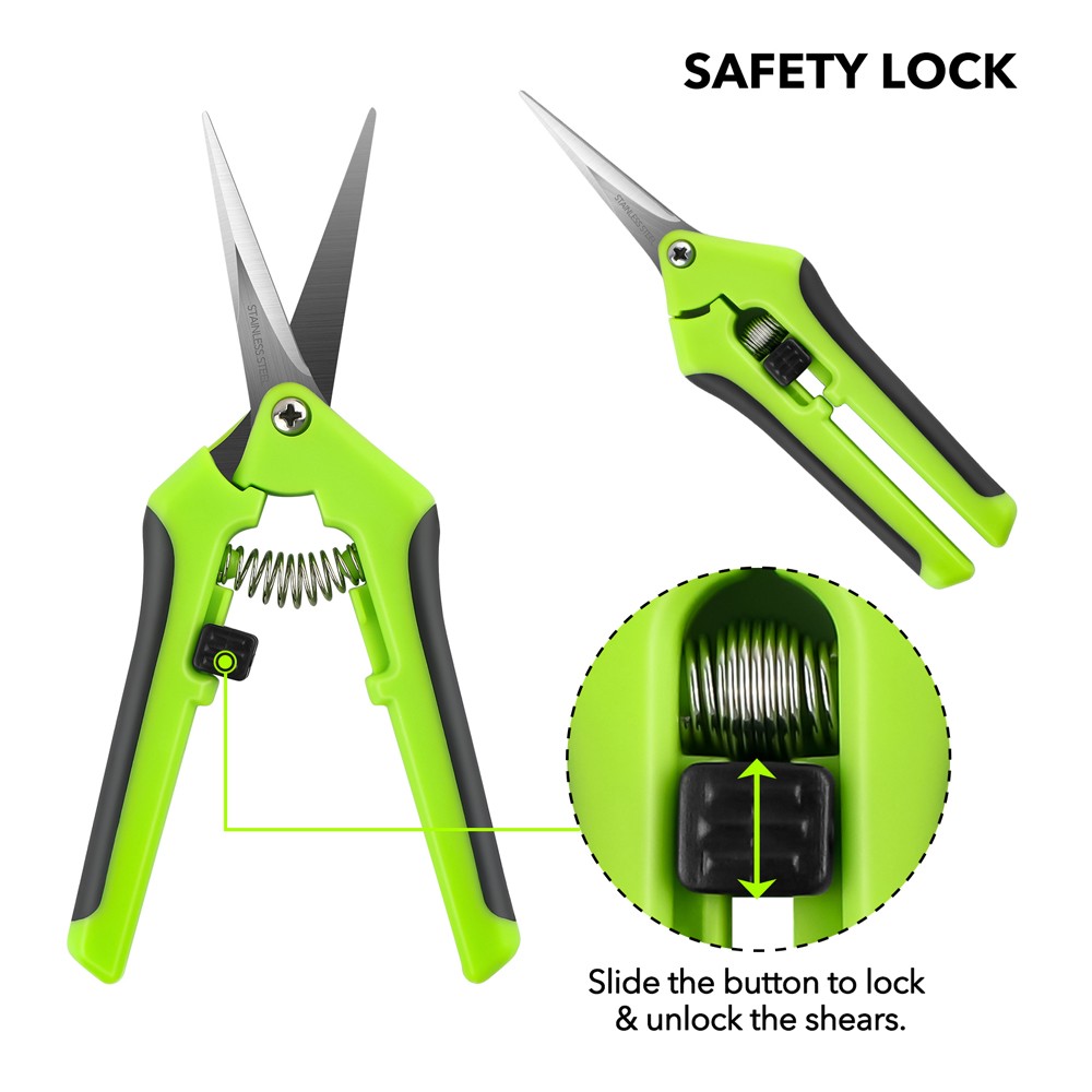 Green Ergonomic Spring Action Scissors Craft Shears with Stainless Steel Blades