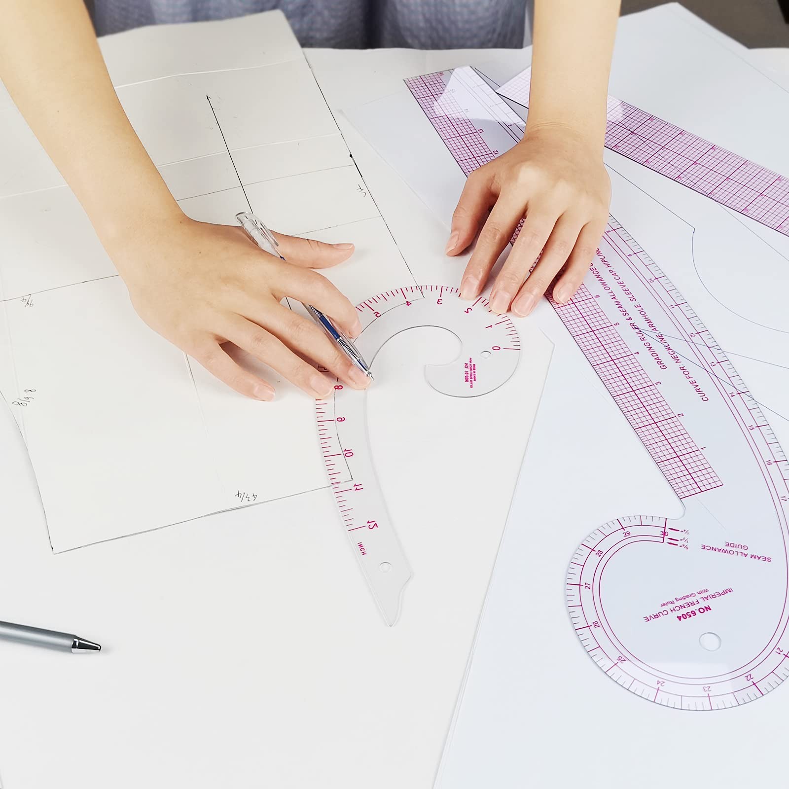Imperial Sewing Ruler & French Curves for Pattern Making Drafting, Clear Plas...